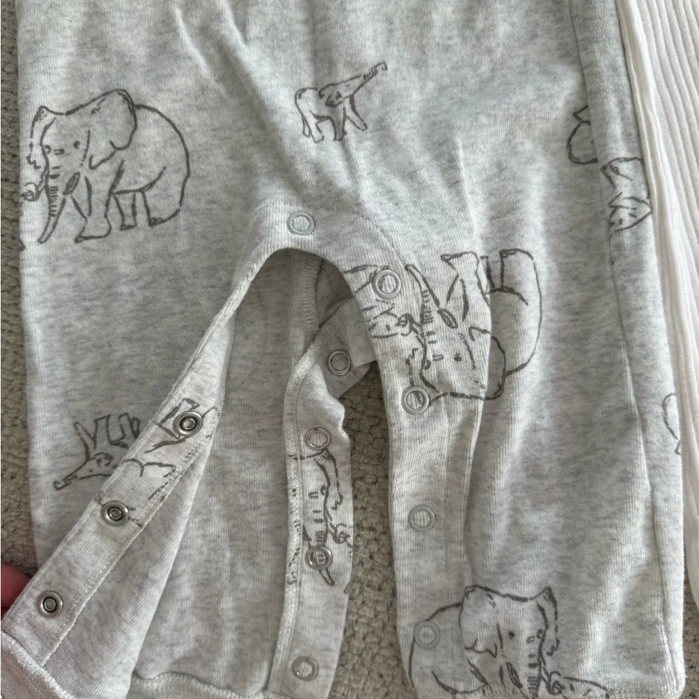 Carter's Gray Elephant Print and Cream Ribbed Kids Footies